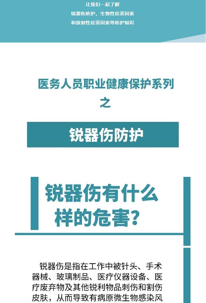 “职”为你健康：谨防锐器伤、生物性危害、放射性危害……图解医务人员职业健康防护指南